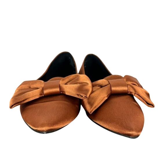 ASOS DESIGN Ballet Flats Womens US 7 In Rust Satin Lake bow pointed - Picture 3 of 12